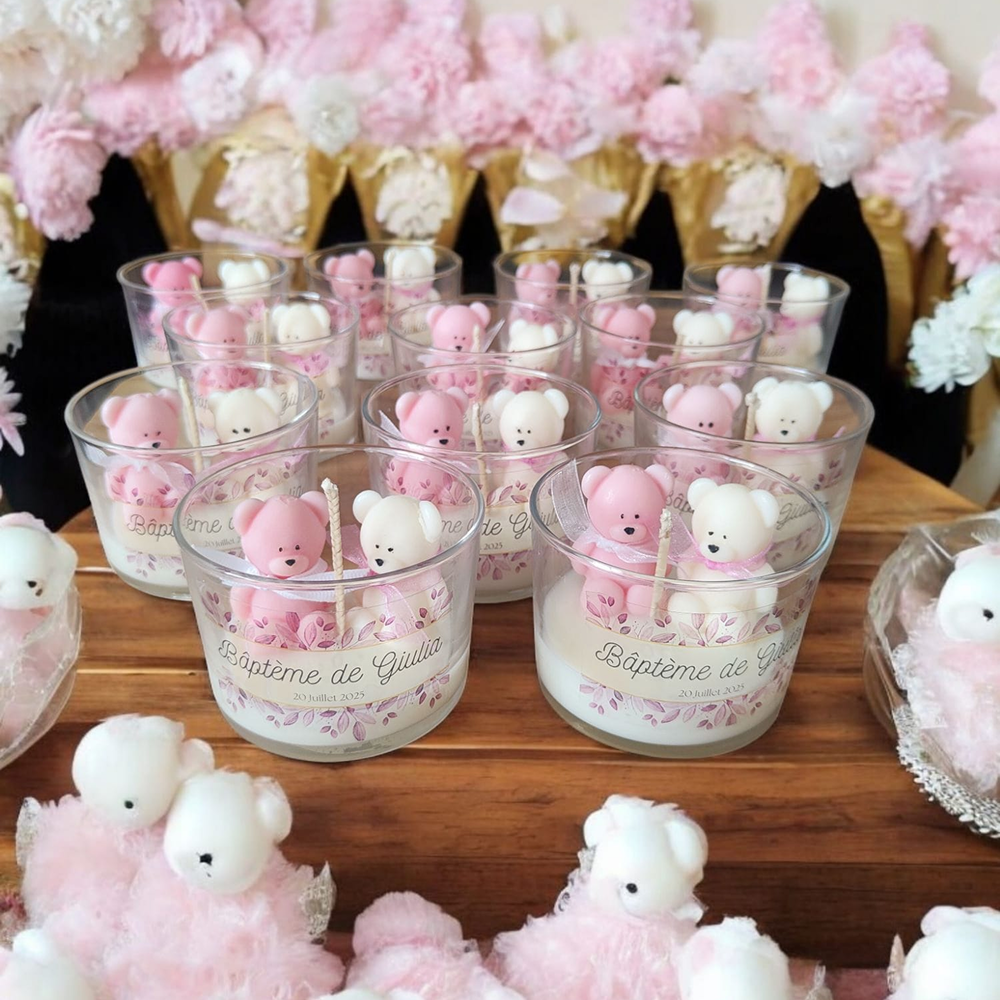 Lot de bougies personnalisées nounours