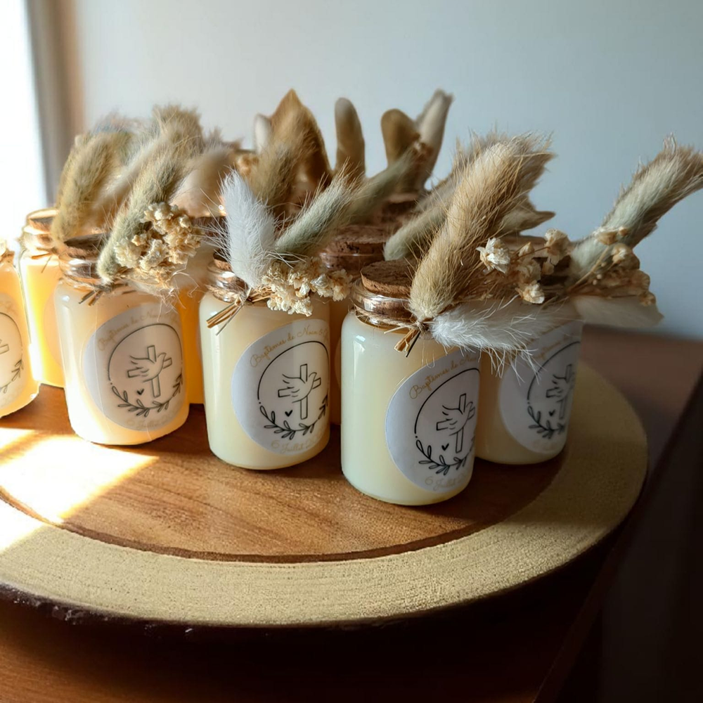 Lot de bougies personnalisées fleurs séchées